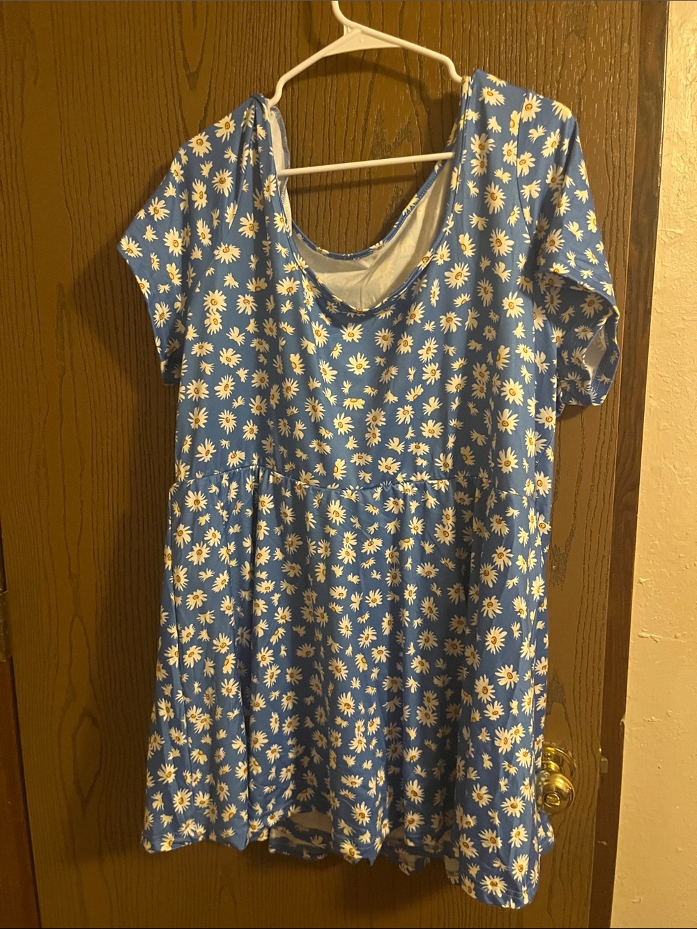 SHEIN Blue Daisy Print Casual Mini Dress